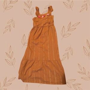 Brown cognac flowy maxi dress summer tassel pink boho